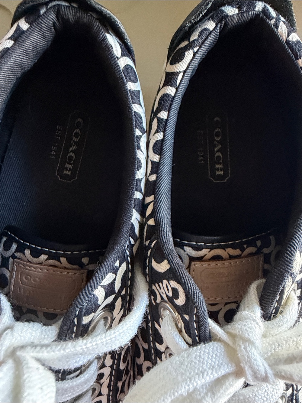 COACH Barrett Signature C Black White Canvas / Leather Sneakers Women’s Size 6.5 - Picture 13 of 15
